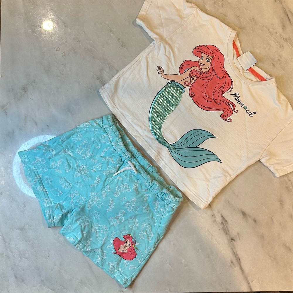 Disney Ariel Kids Matching Set - White and Aqua